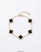 Yonca Bileklik Gold-Siyah