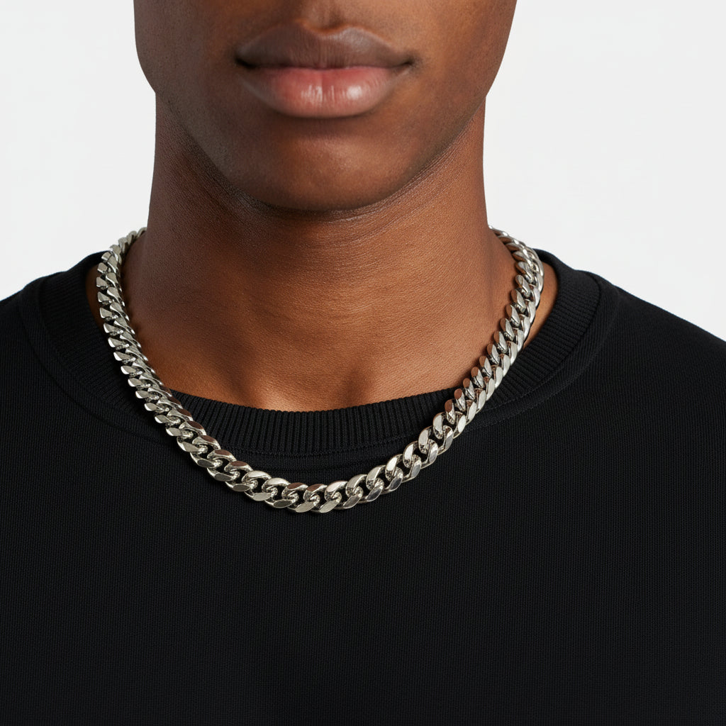 Miami Cuban Link Zincir - 12mm - Gümüş-Renk