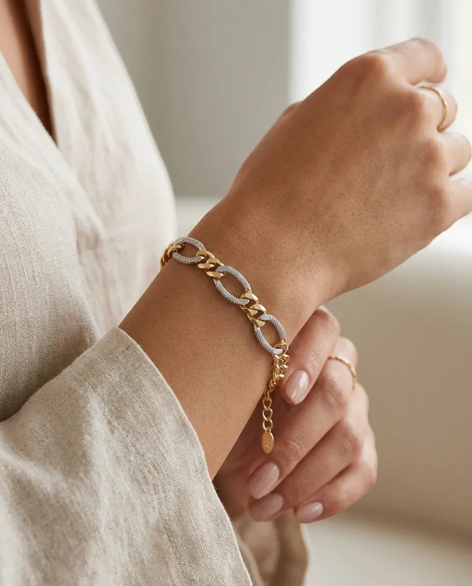Two tone bileklik 14k Altın kaplama
