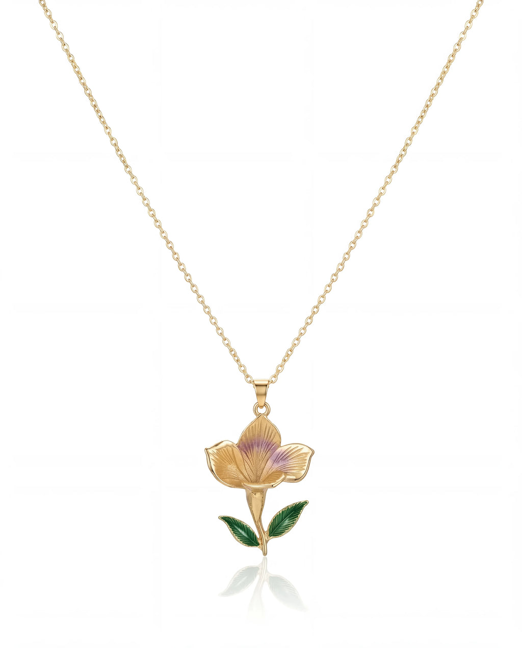 Rodyum ve 18 k Gold kaplama çiçek kolye
