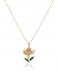 Rodyum ve 18 k Gold kaplama çiçek kolye