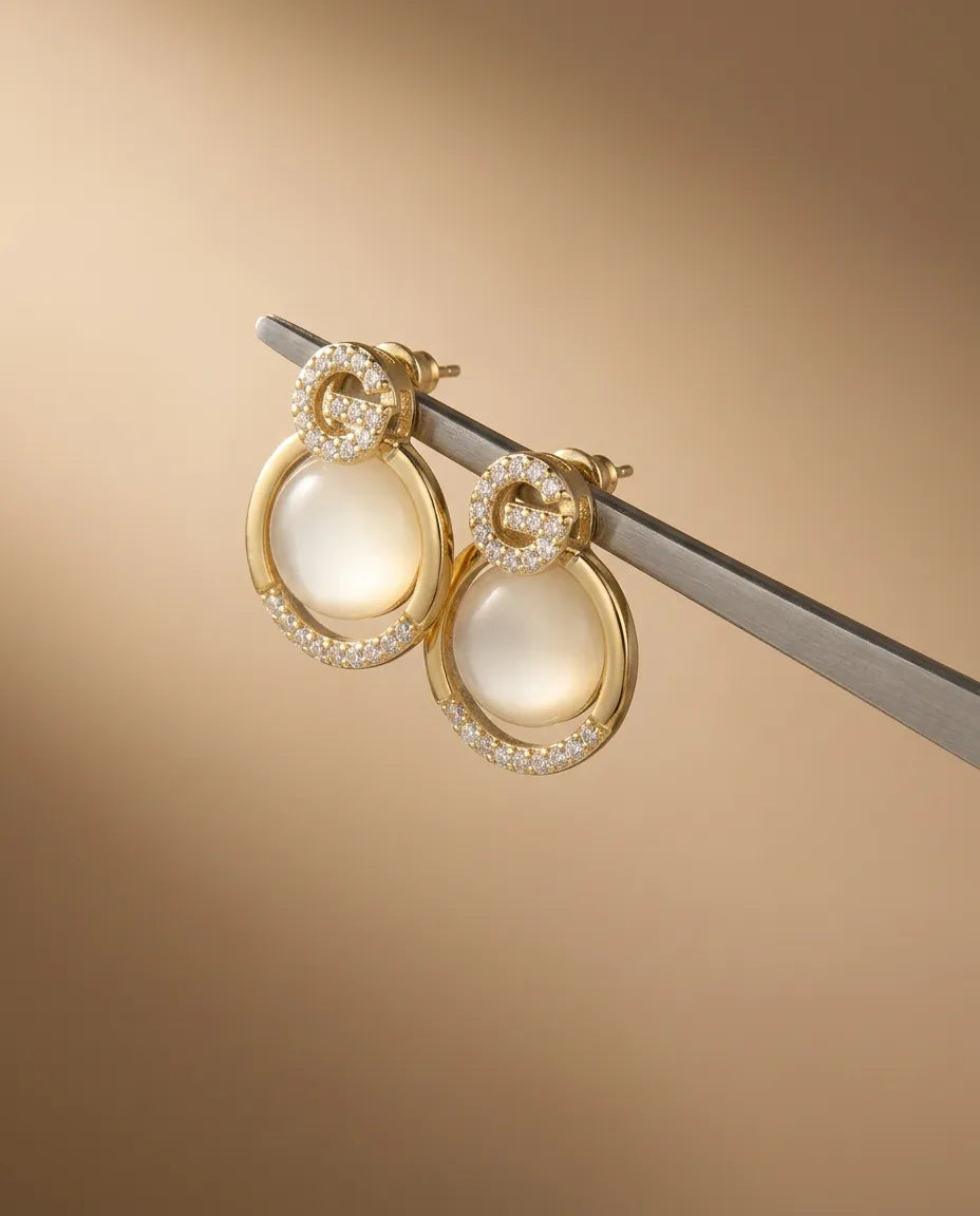 18K Altın Kaplama Zirkon Taşlı Küpe – Model KP-46