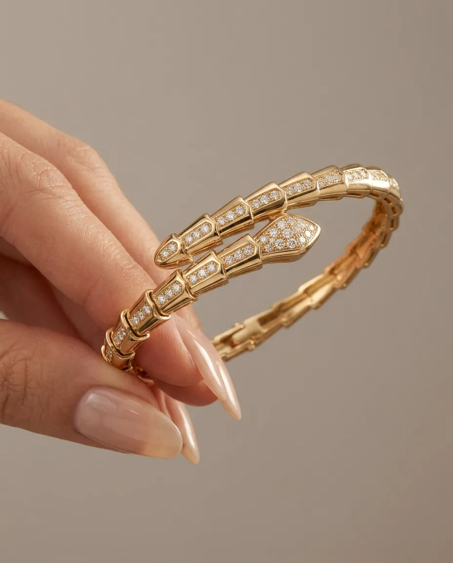 Snek 18k gold kaplama kelepçe