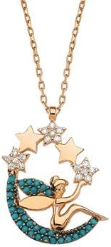 925 Ayar Ay Yıldız Peri Kadın Gümüş Kolye