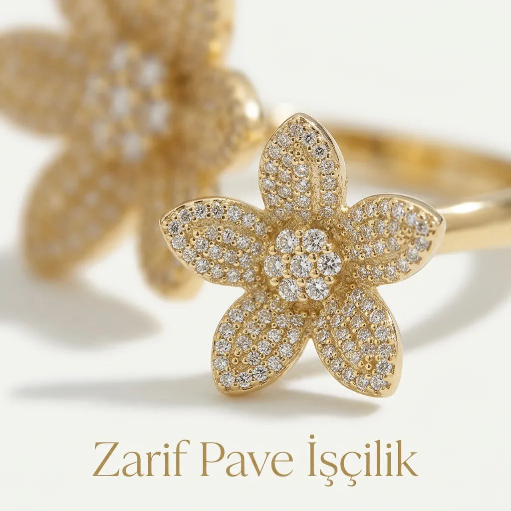 Mıhlama zirkon taş yüzük 18k altın
