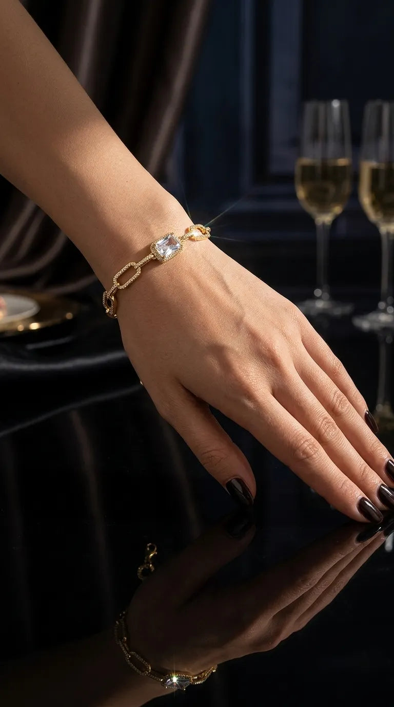 Parla Aksesuar Erkek Halat Bileklik Çelik 14K Altın Kaplama 6mm