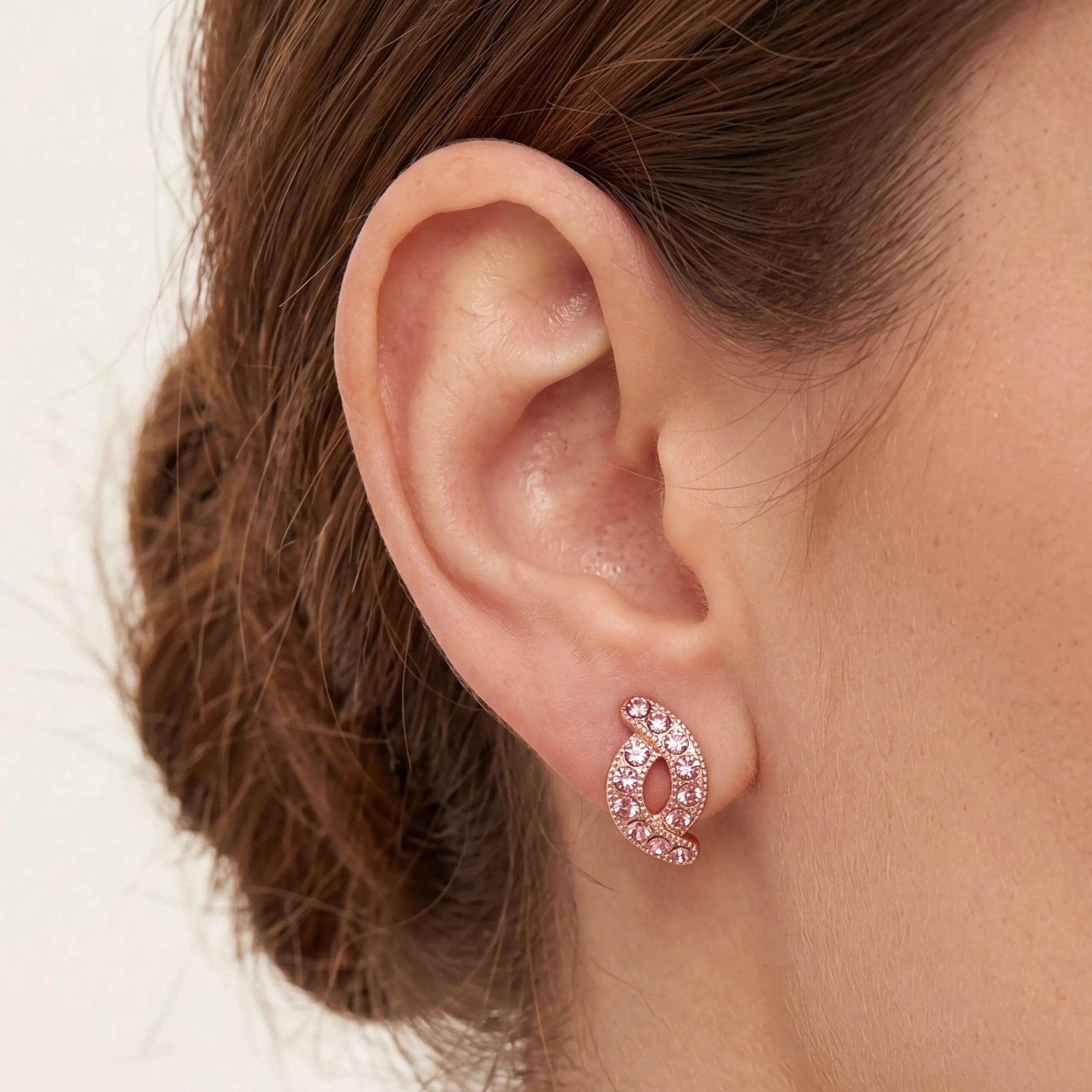 18k Altın kaplamalı pembe zirkon küpe
