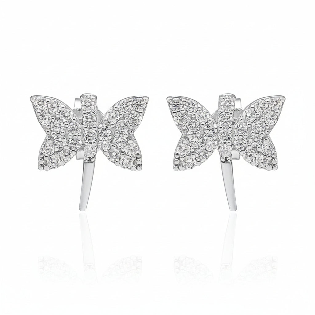 925 Ayar Aquamarin Taşlı Yonca Küpe Kadın Gümüş Küpe