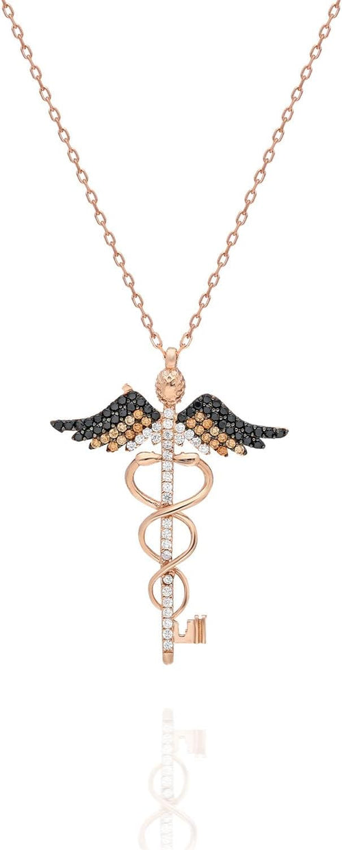 925 Ayar Anahtar Tıp Sembolü Kolye Kadın Gümüş Kolye