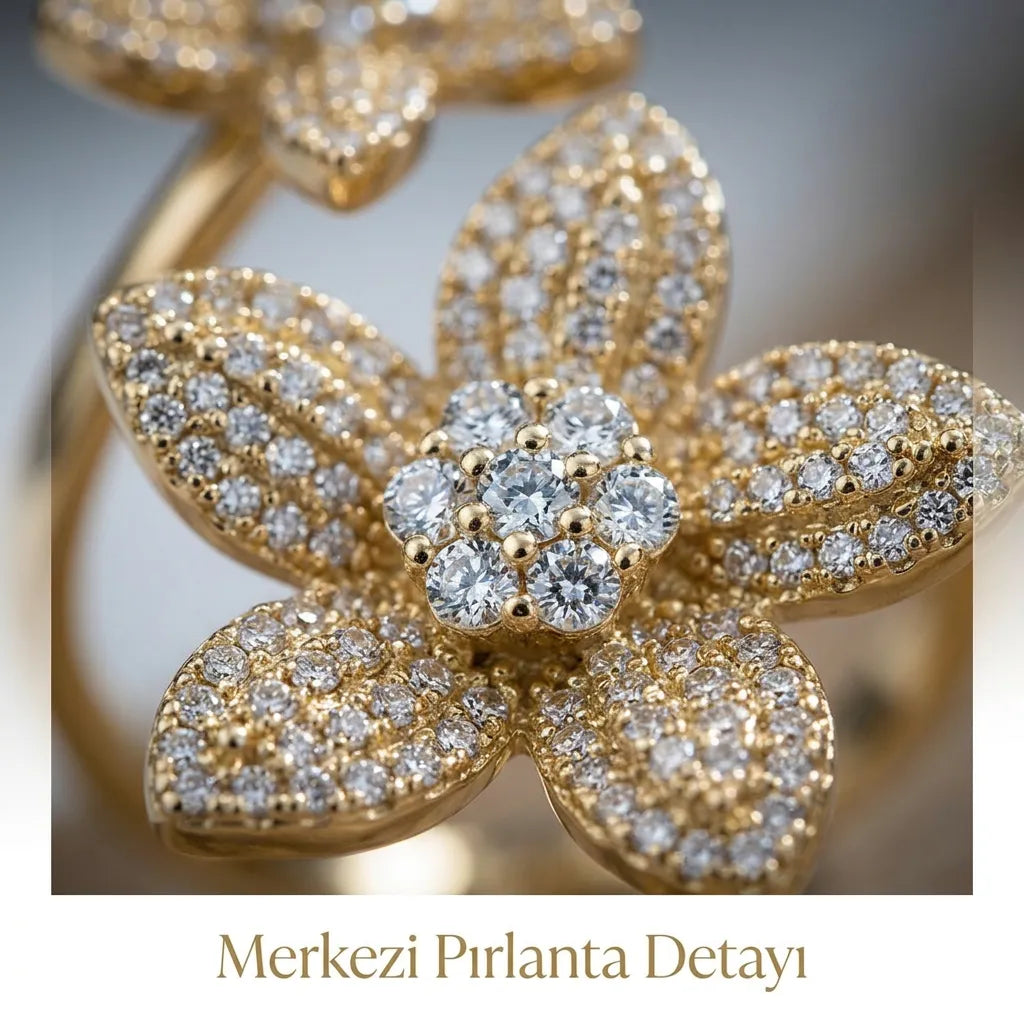Mıhlama zirkon taş yüzük 18k altın