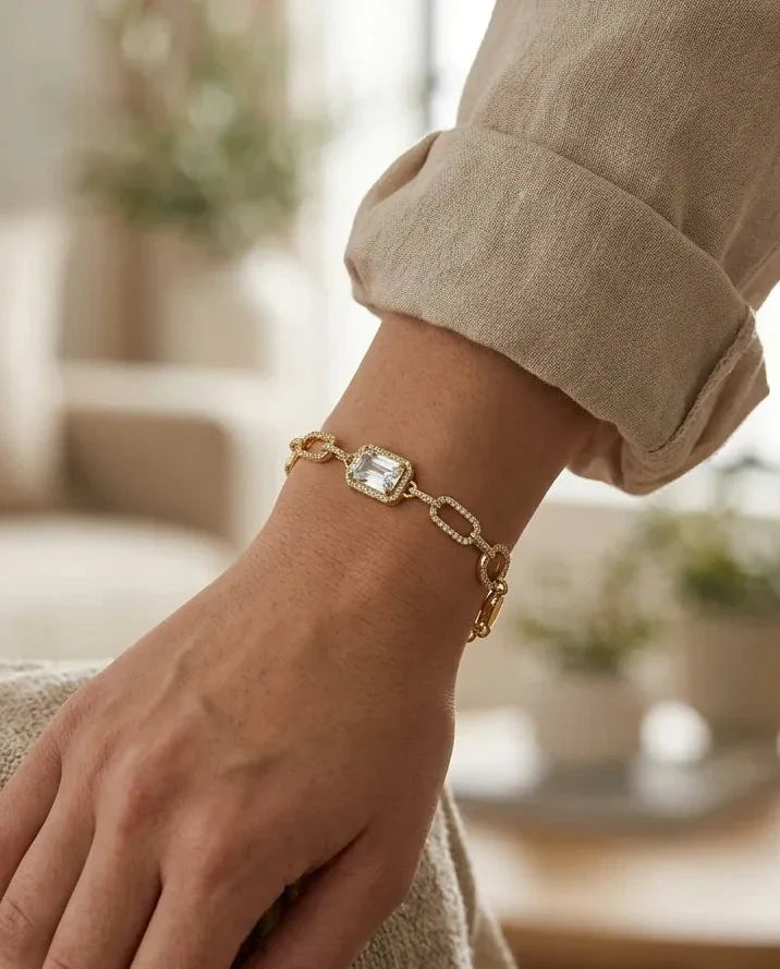 Parla Aksesuar Erkek Halat Bileklik Çelik 14K Altın Kaplama 6mm