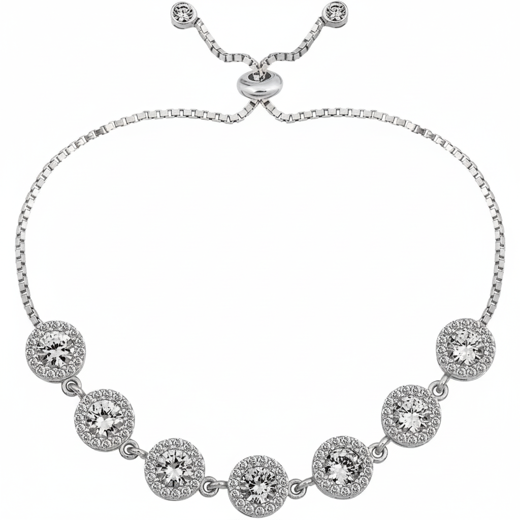 925 Ayar Asansörlü Elmas Montür Bileklik Kadın Gümüş Bileklik