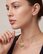 Rodyum ve 18 k Gold kaplama çiçek kolye