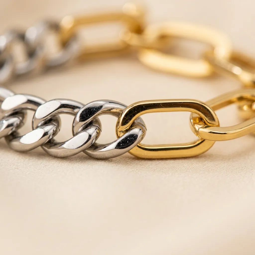 Two tone bileklik 14k Altın kaplama