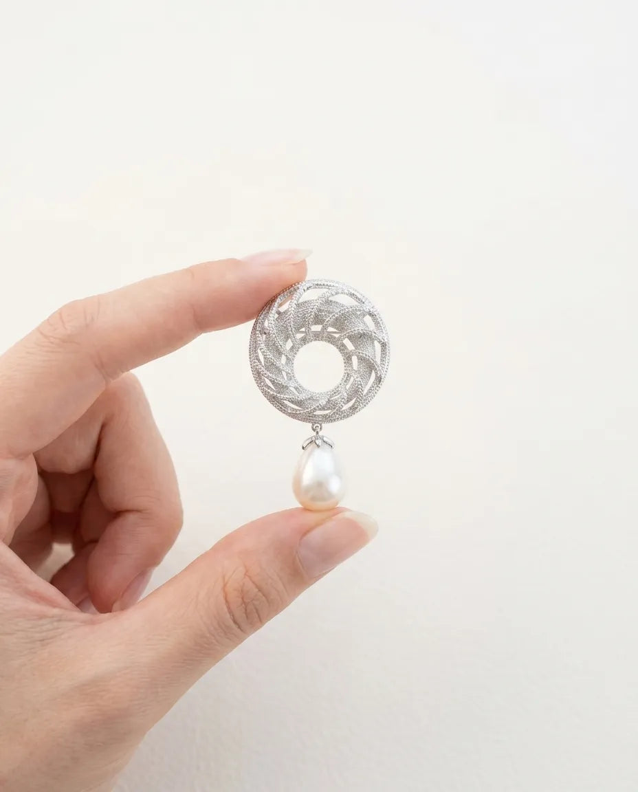 18K Gold Kaplama Mıhlama Zirkon Taşlı Broş