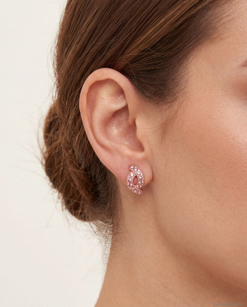 18k Altın kaplamalı pembe zirkon küpe