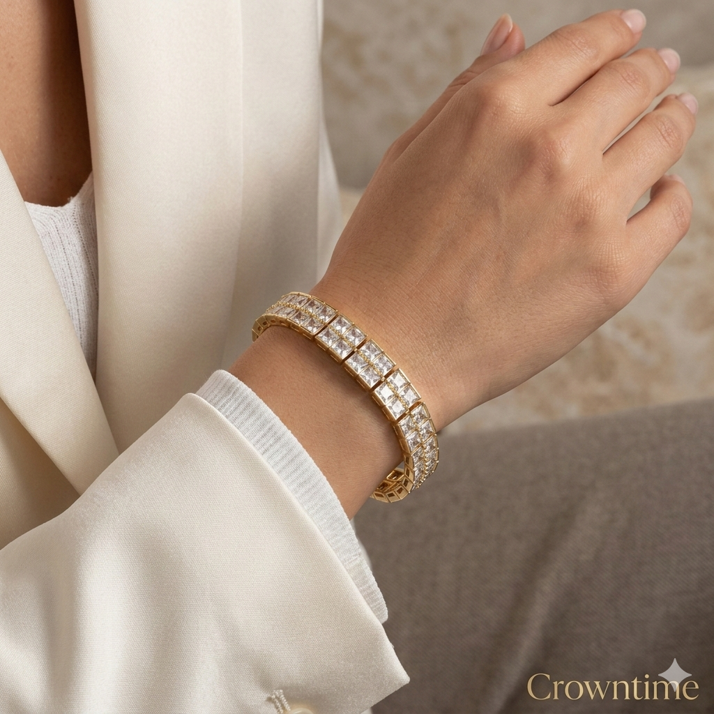 Kristal Taşlı Çelik Aksesuar - Elmas Efekti