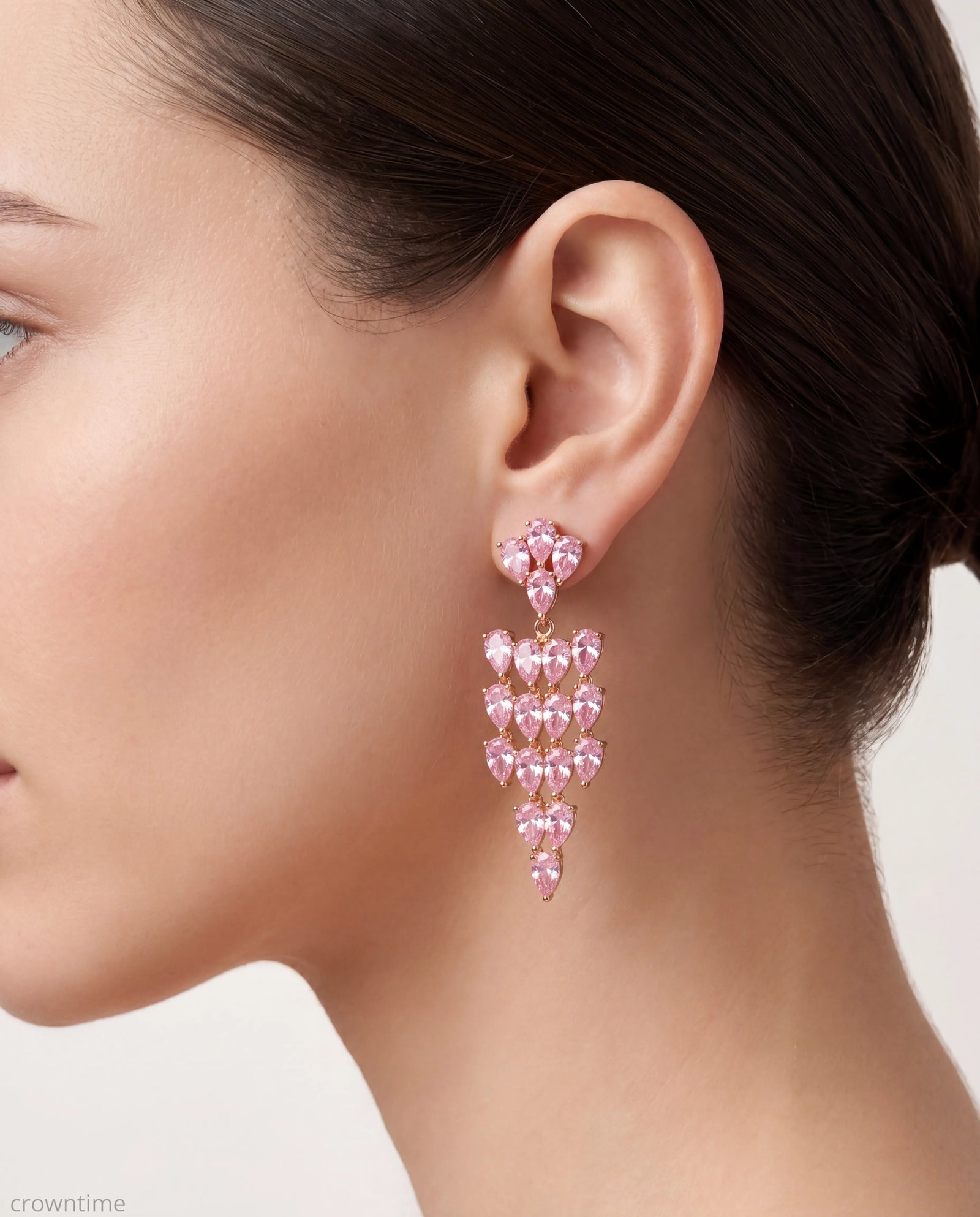 18K Altın Kaplama Zirkon Taşlı Küpe – Model KP-04