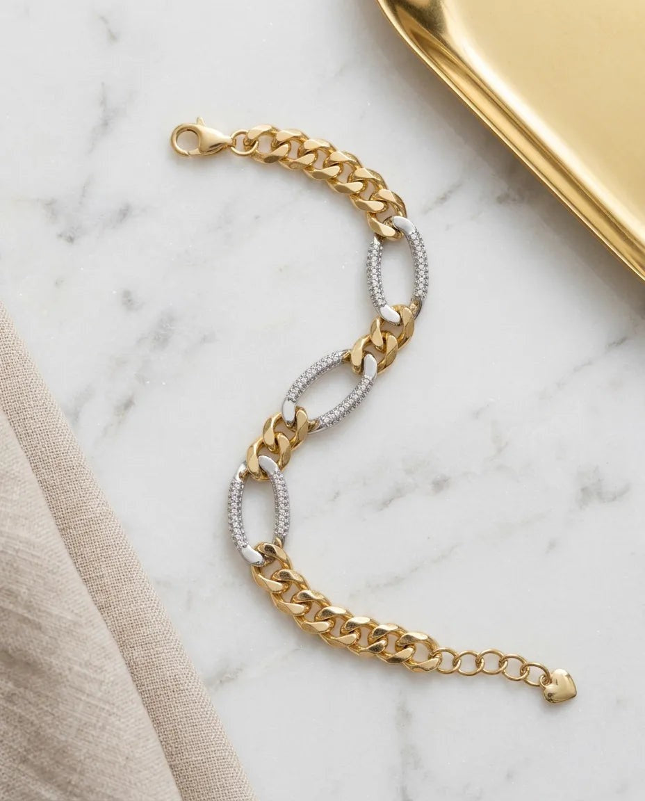 Two tone bileklik 14k Altın kaplama