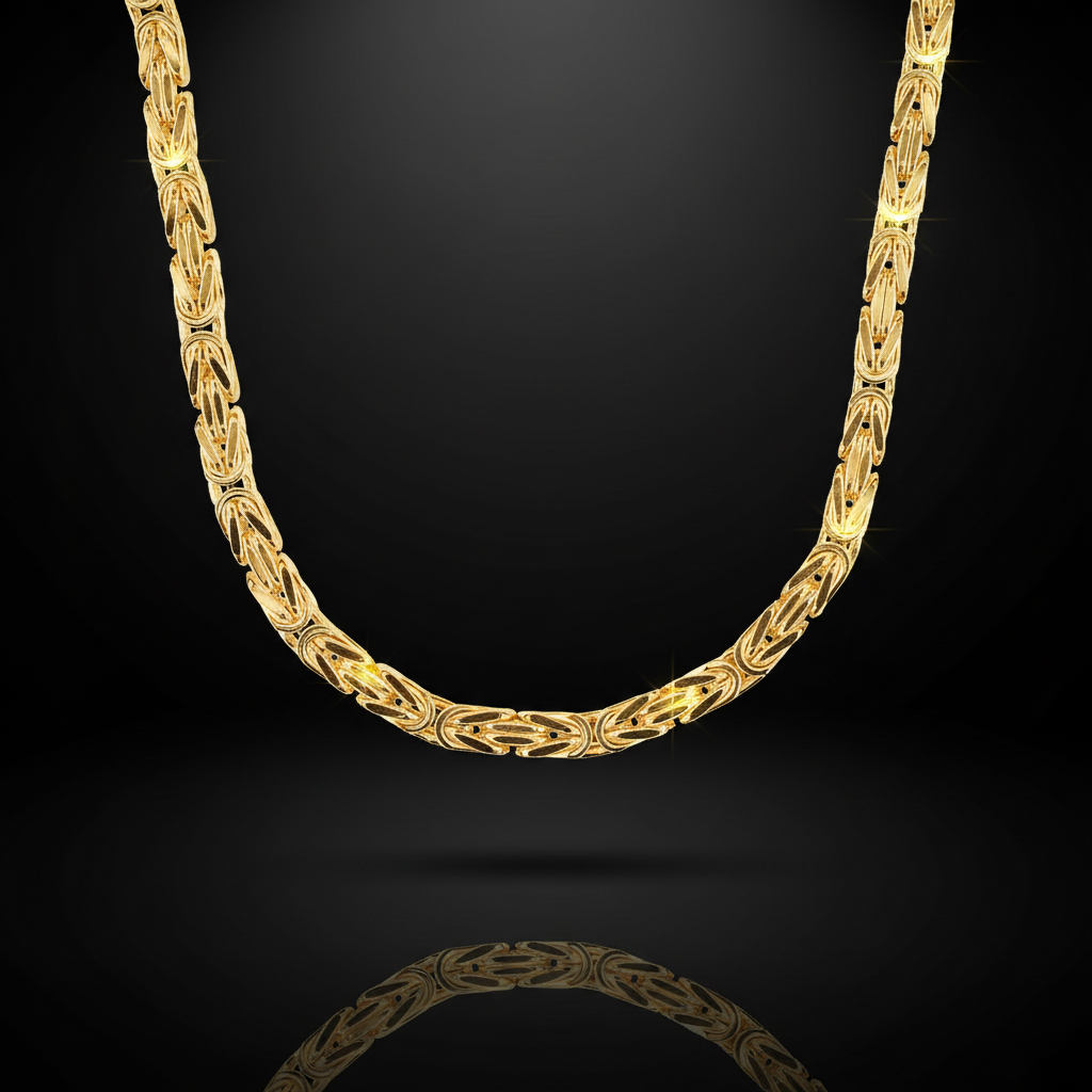 Parla Aksesuar Erkek Kral Set Çelik 14K Altın Kaplama 8mm