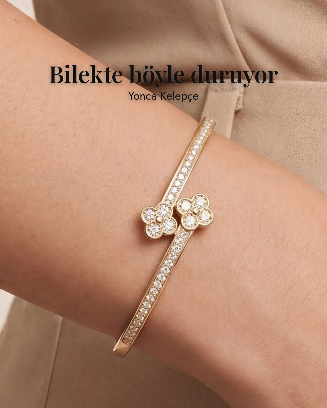 Yonca Kelepçe 14K Altın Kaplama