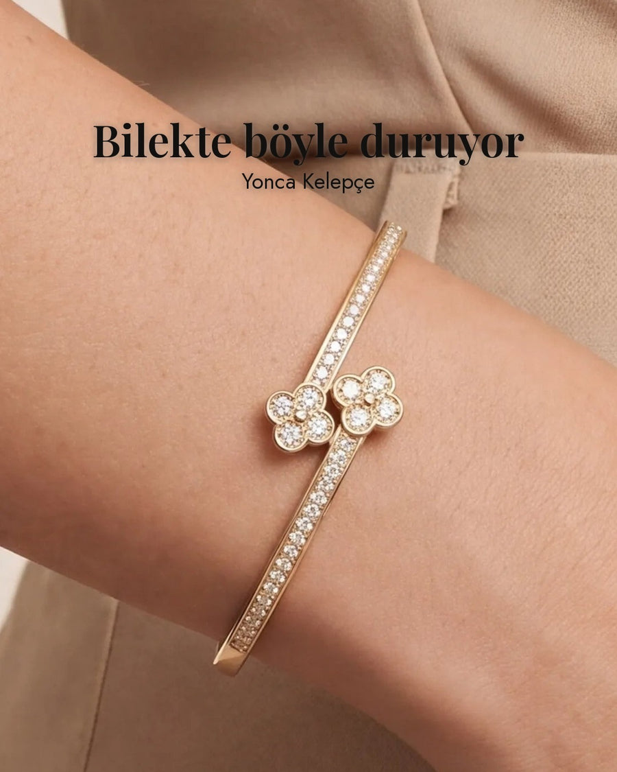 Yonca Kelepçe 14K Altın Kaplama