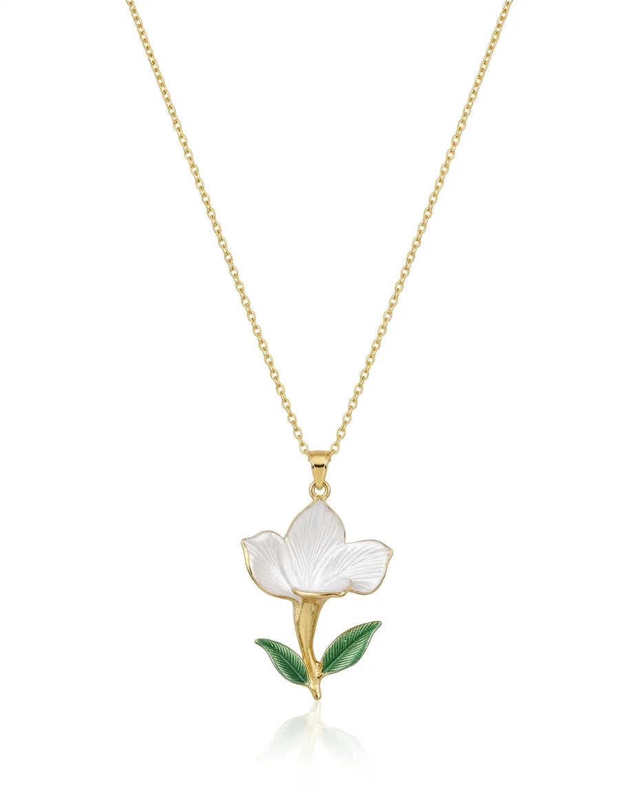 Rodyum ve 18 k Gold kaplama çiçek kolye