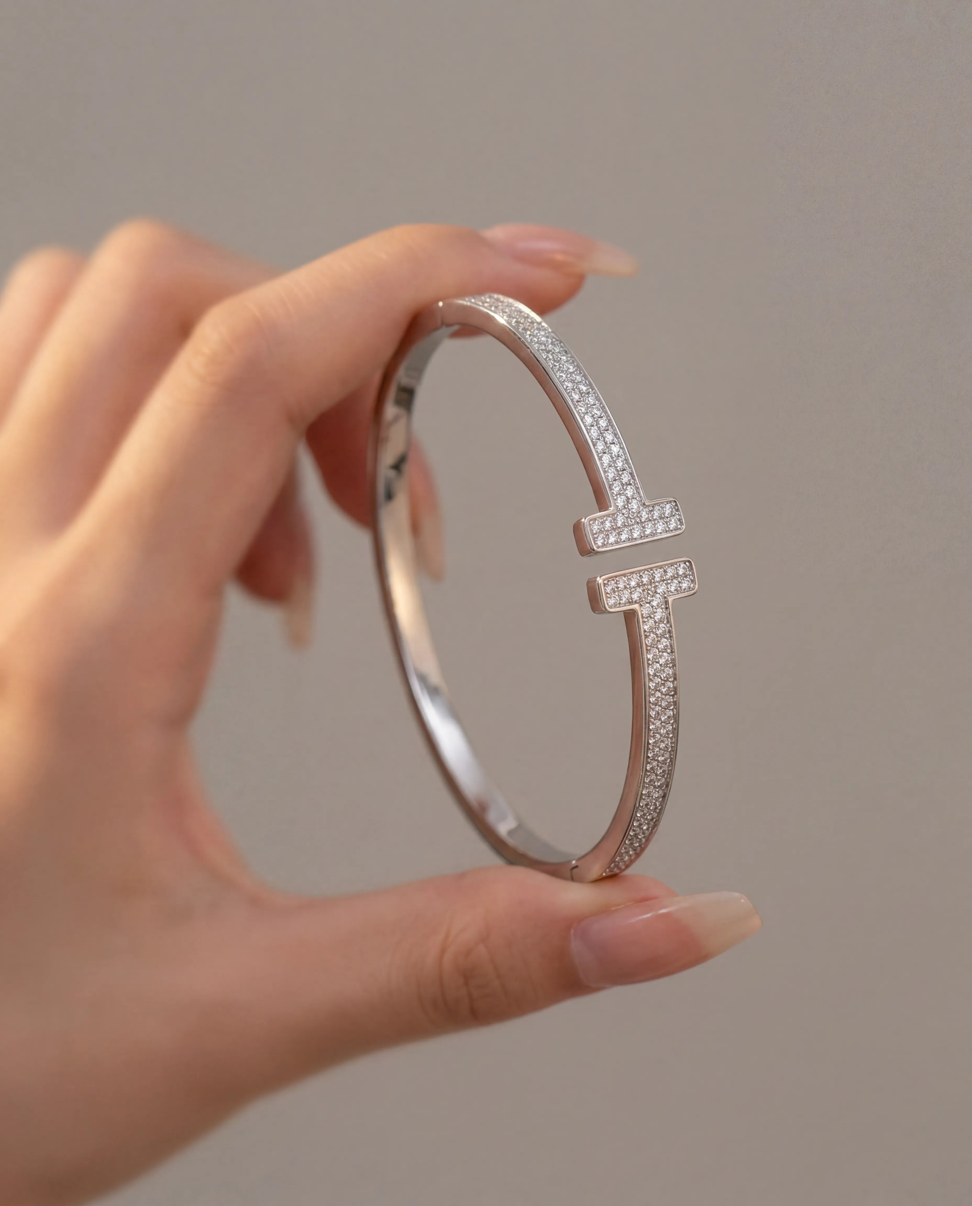TF kelepçe 18k white  gold kaplama