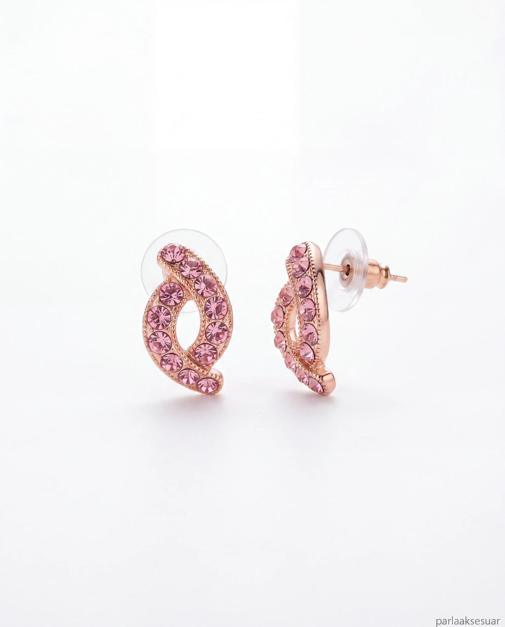 18k Altın kaplamalı pembe zirkon küpe