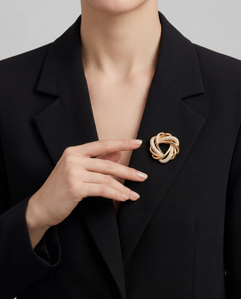 18K Gold Kaplama Mıhlama Zirkon Taşlı Broş