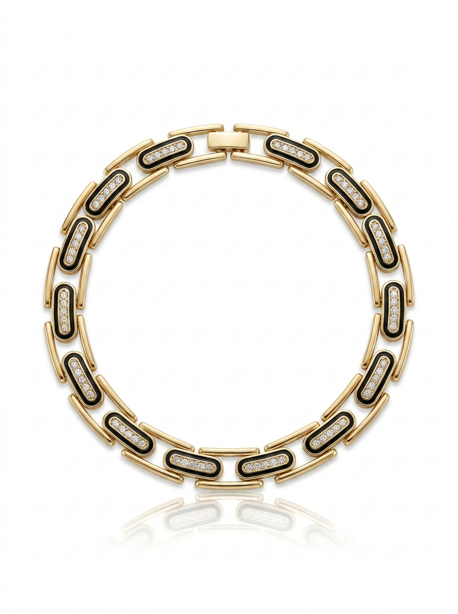 Parlak Taşlı Paslanmaz Bileklik - Profesyonel İşlem