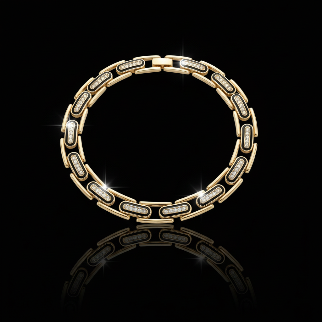 Parlak Taşlı Paslanmaz Bileklik - Profesyonel İşlem