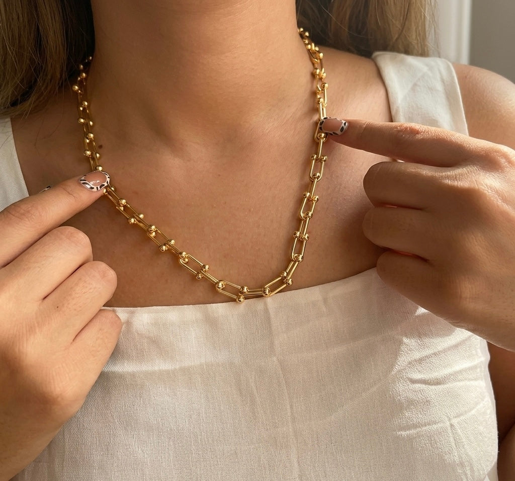 ÇELİK A KALİTE VİP T-FNY KOLYE  45 cm