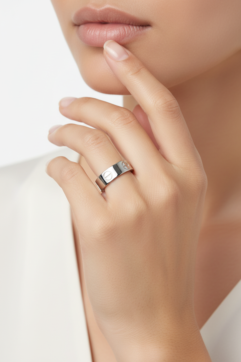 Lovv Çelik Yüzük White Gold 14k Kaplama (Taşsız)