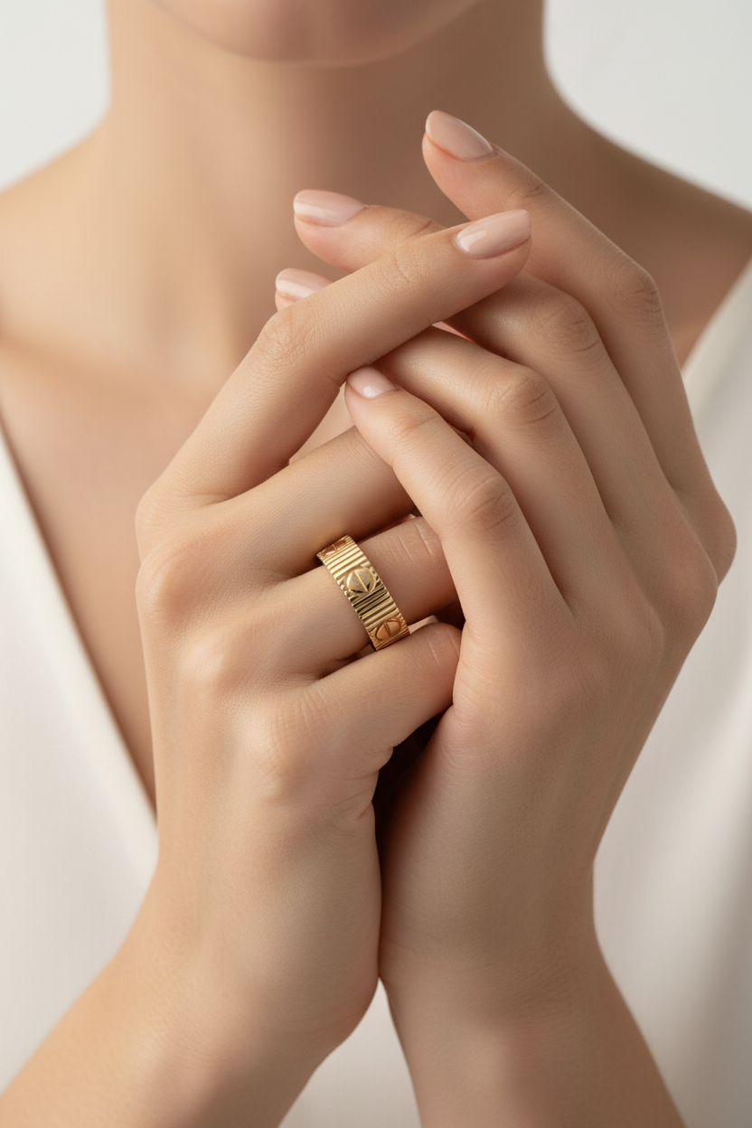 Yeni-Lovv Çelik Yüzük Gold 14k Kaplama