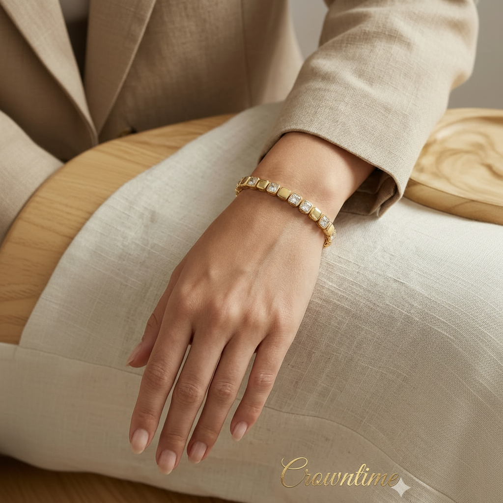 Günlük Şıklık: Suya Dayanıklı Zirkon Taşlı Çelik Bileklik