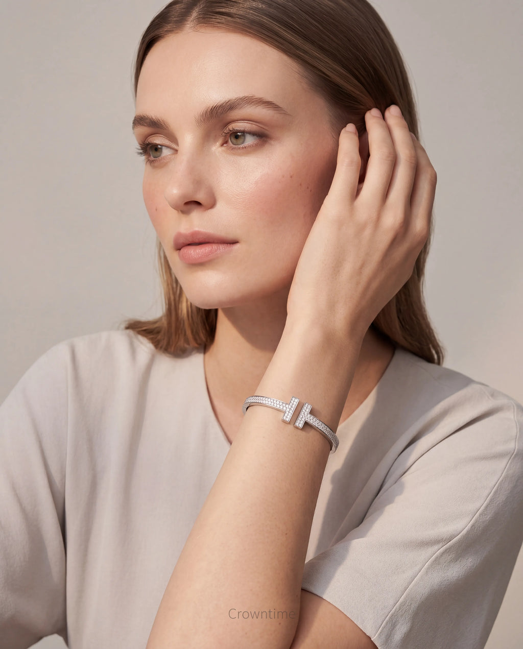 TF kelepçe 18k white  gold kaplama
