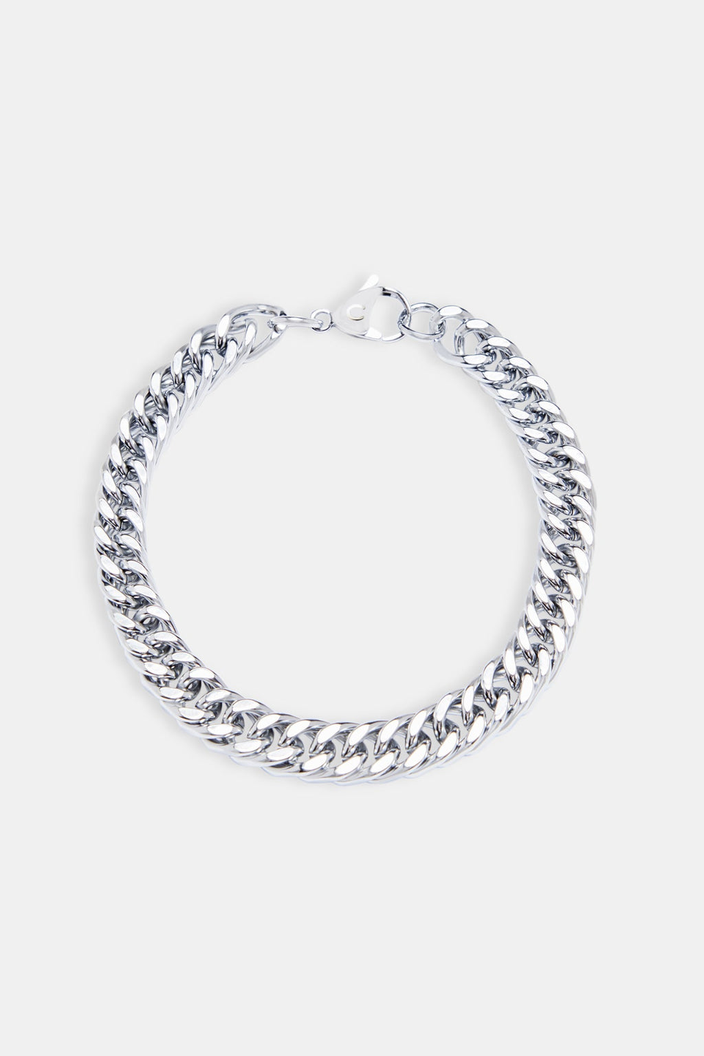 Kare Cuban Bileklik - 8mm - Beyaz Altın