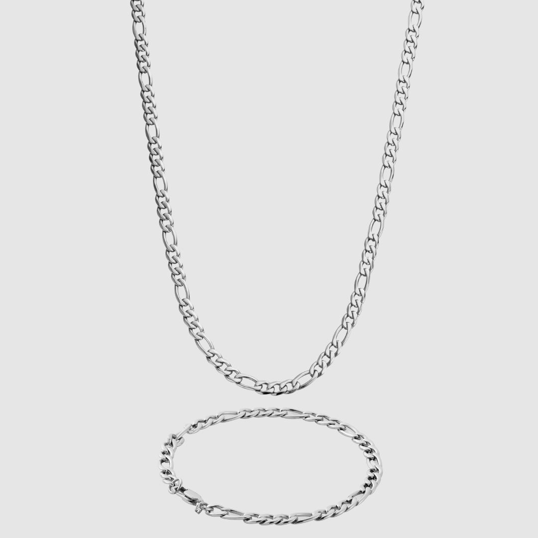 Figaro Kolye + Bileklik Set 5mm – Gümüş Renk
