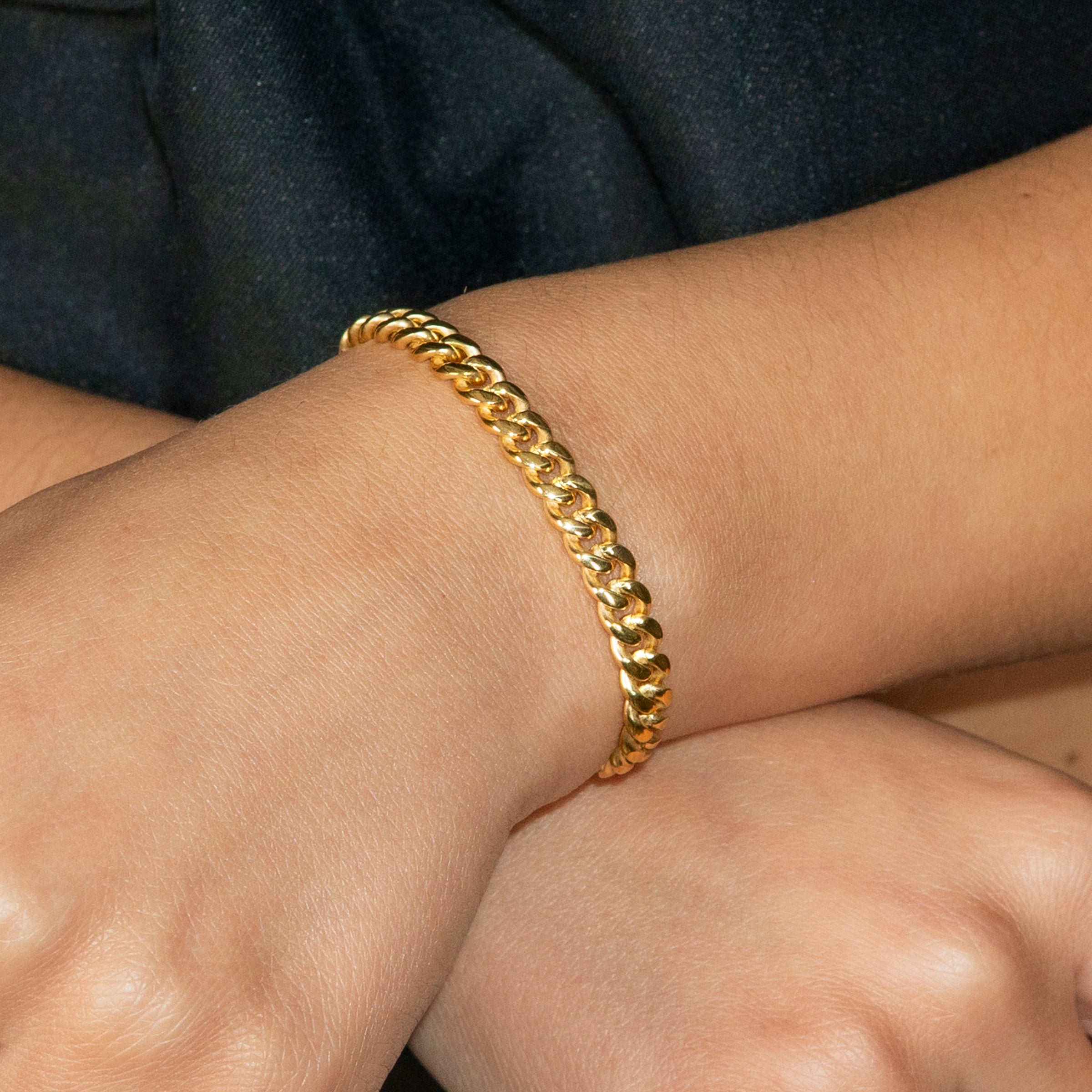 Altın Takı - Kadın 14 Ayar Altın Kaplama Miami Küba Zincir Bileklik