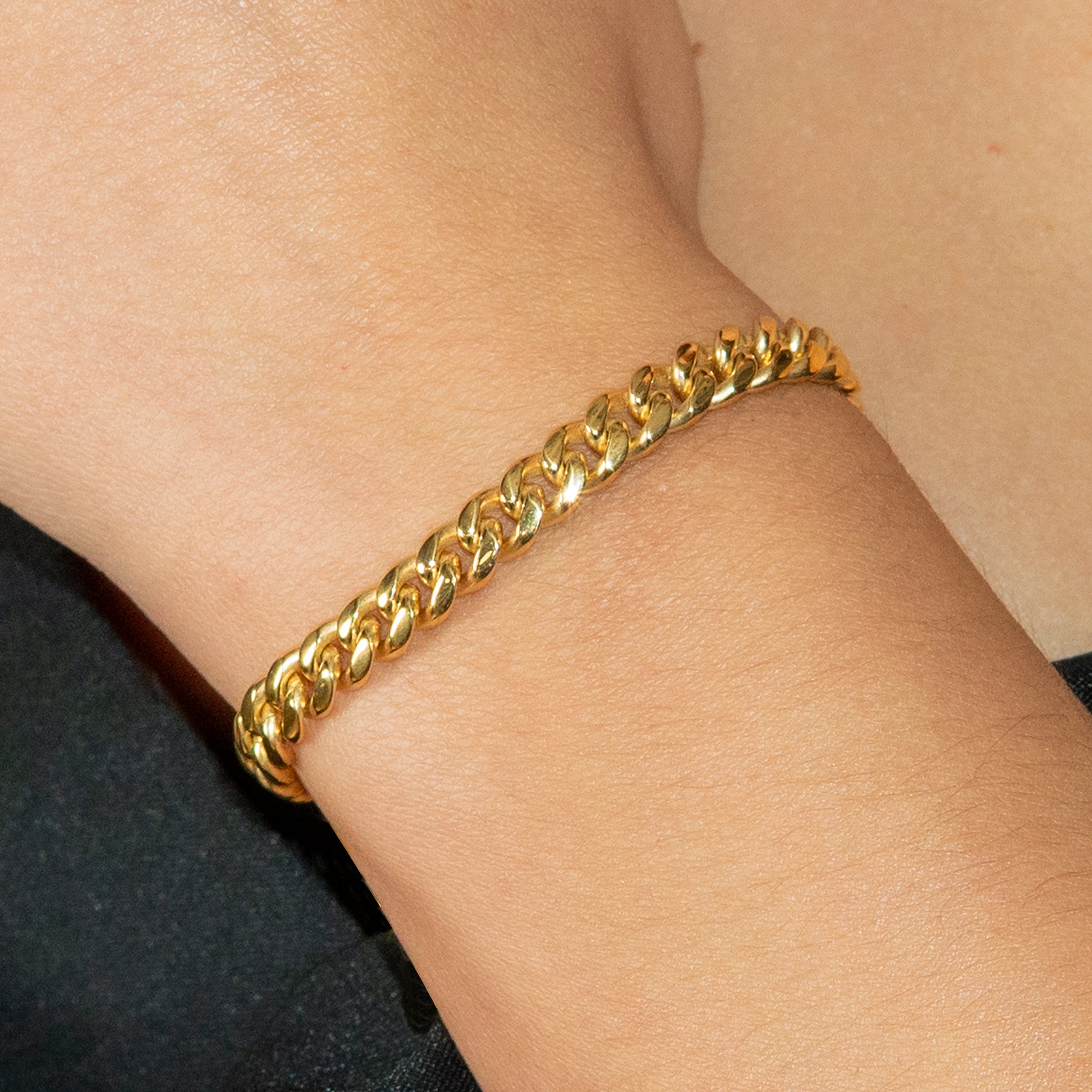 Altın Takı - Kadın 14 Ayar Altın Kaplama Miami Küba Zincir Bileklik