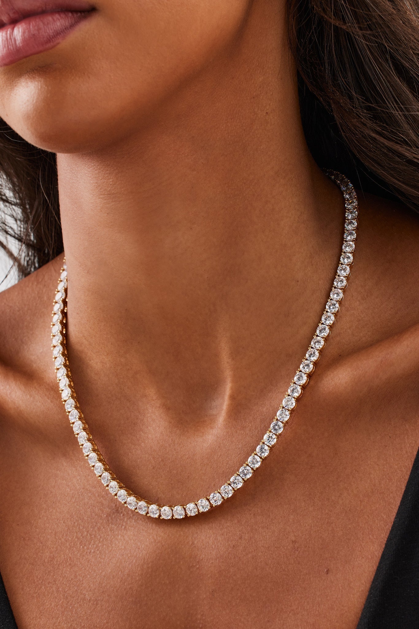 Kadın 5mm Tenis Zinciri - Altın