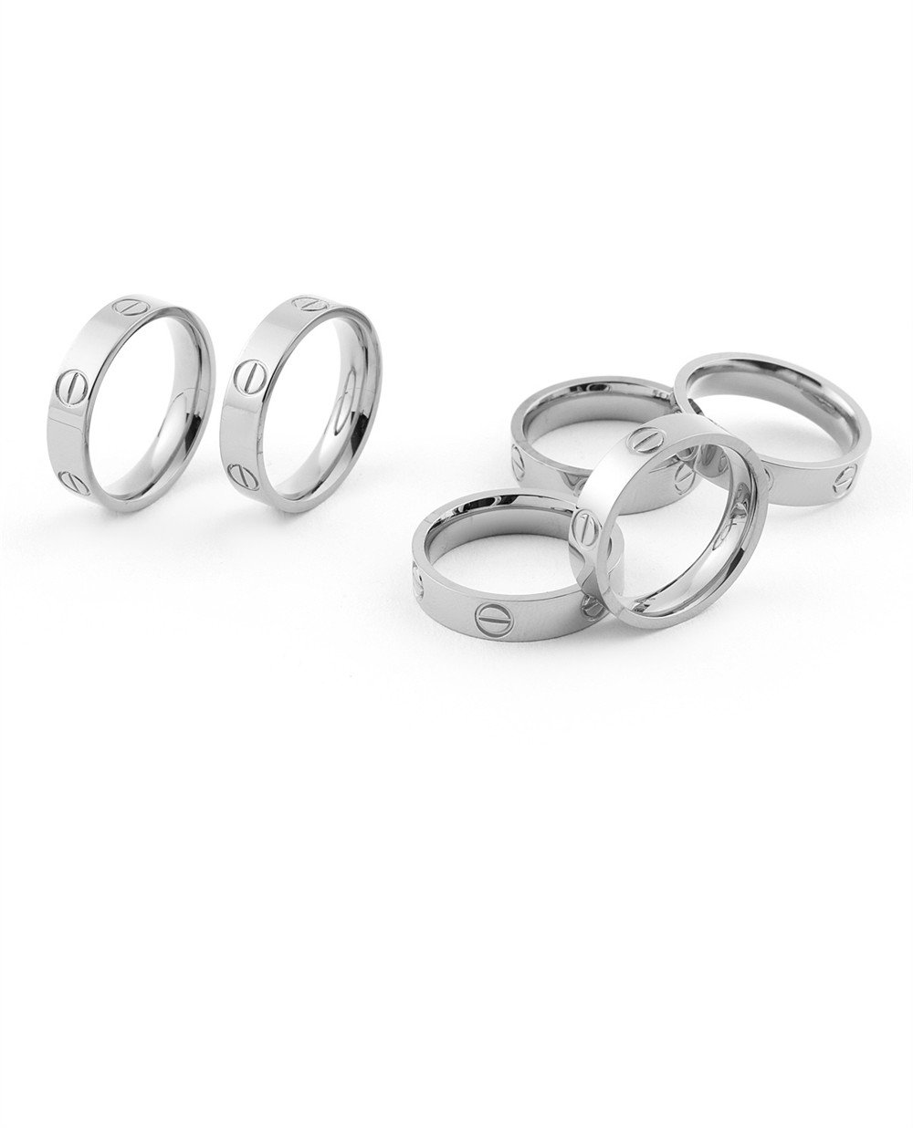 Lovv Çelik Yüzük White Gold 14k Kaplama (Taşsız)